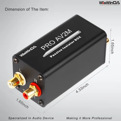 Vista 7 de Pro AV2M-RCA Aislador de ruido Eliminador de ruido de audio (sin afectar a los graves) Filtro de ruido de aluminio Shell Loop Aislador de ruido