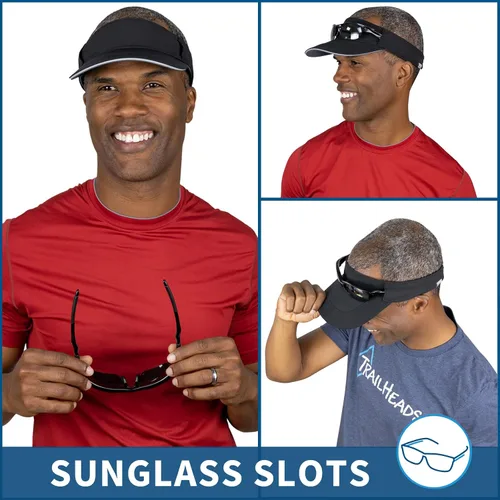 Vista 2 de TrailHeads Sombrero con visera solar para hombre, viseras de golf recicladas para hombre, visera de correr para tenis, deportes, entrenamientos