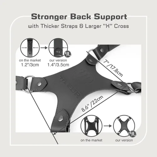 Vista 8 de Leather Dual Camera Harness Strap for Photographers,Adjustable Shoulder Crossbody Padded Harness for DSLR SLR