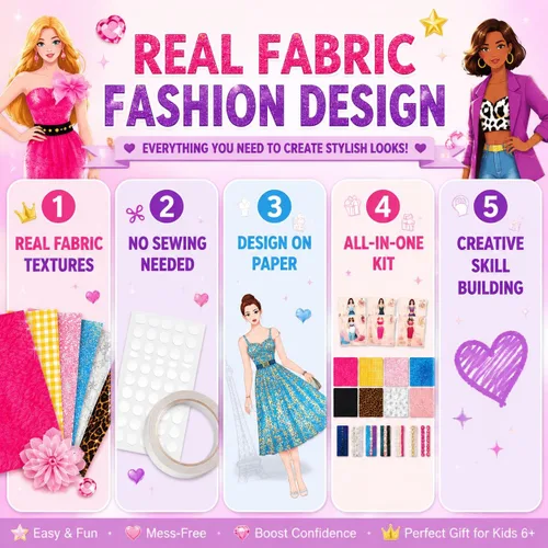 Vista 4 de AGENTLAN Kit de diseño de moda para niñas, libro de actividades de moda