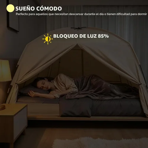 Vista 3 de Tienda de campaña con cama individual para niños y adultos, tiendas de 2-Caqui