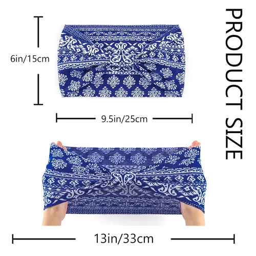 Vista 4 de Bohend - Diademas bohemias anchas y elásticas para mujer, 3 unidades, suaves y antideslizantes, accesorios para el cabello para yoga, entrenamiento