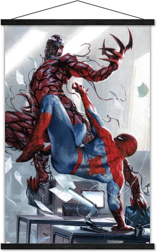 Vista 8 de Trends International Marvel Comics Carnage - Póster de pared de batalla con Spider-Man, 14.725 x 22.375 pulgadas, versión enmarcada de madera