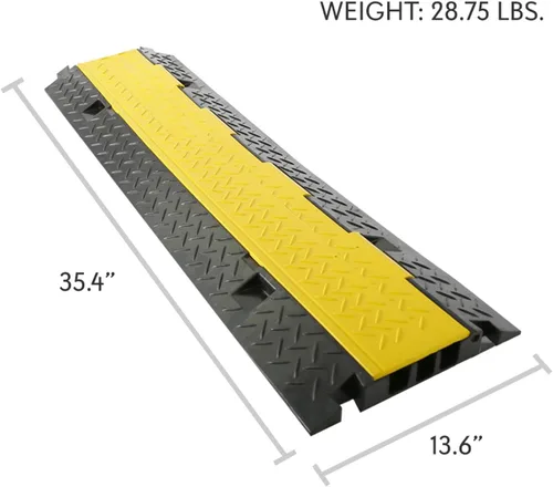 Vista 7 de Pyle Cubierta protectora de cable duradera para rampa, soporta 33000 libras, protección de cable resistente de tres canales con cubierta superior
