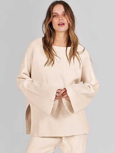 Vista 3 de ANRABESS Conjunto de 2 piezas para mujer, sudadera de punto de gran tamaño y pantalones de pierna ancha con cordón