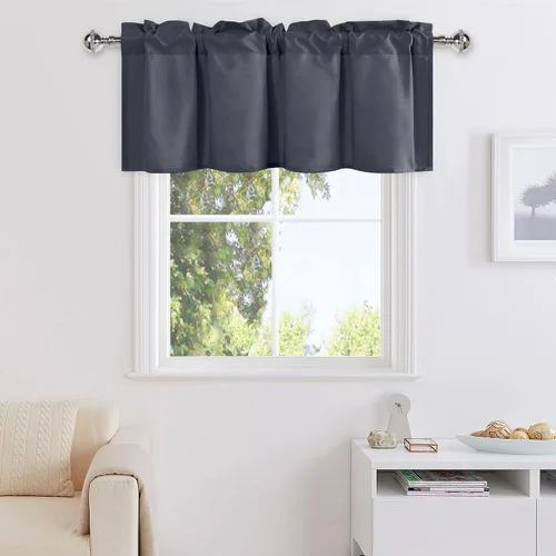 Vista 58 de DWCN Cortinas de Cenefa para Sala de Estar, Cocina, Baño/Sótano - Aqua Sólido, 1 Panel, 42 x 12 Pulgadas, Oscurecimiento de Habitación Solid Short