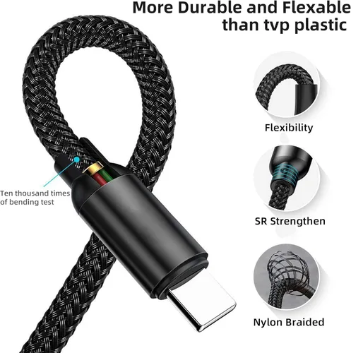 Vista 4 de Sisyphy GaN-001US - Cargador USB C GaNk para tablets Surface de 65 W, con superficie de nailon de 6 pies a cable USB C, compatible con Microsoft