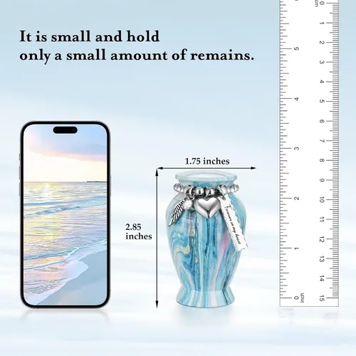 Vista 2 de Dletay Urnas pequeñas personalizadas para cenizas humanas, recuerdo de 2.85 pulgadas, mini urna de cremación conmemorativa para mujeres y hombres