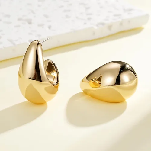 Vista 7 de Apsvo Aretes de aro gruesos de oro para mujer, aretes de aro gruesos de oro, aretes ligeros de lágrima