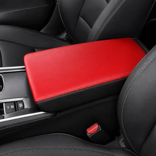 Vista 134 de Great-luck Funda de cuero para consola central, almohadilla para reposabrazos, accesorios de cubierta de caja (costuras rojas) para BMW X1 2023 2024