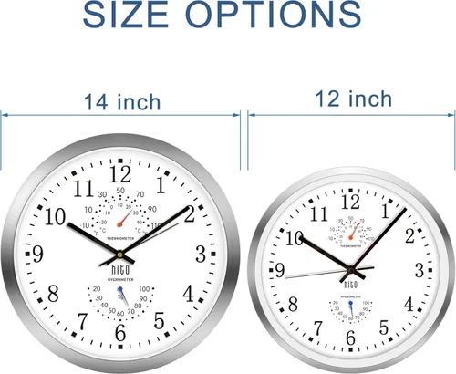 Vista 10 de HITO Reloj de pared silencioso de 10 pulgadas, funciona con pilas, sin tictac, cubierta de vidrio, marco de aluminio plateado, para decoración