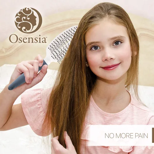 Vista 3 de Osensia Cepillo desenredante para cabello rizado, tipo de cabello grueso y seco. Cepillo desenredante de viaje para mujeres, hombres y niños.