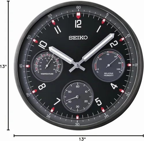 Vista 7 de SEIKO QXA823KLH Reloj de pared estilo cronógrafo, negro, 13 pulgadas