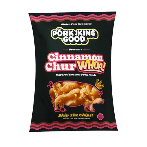 Vista 11 de Pork King Good Appley Cinnamon - Cortezas de cerdo con sabor a postre de 3 onzas (paquete de 4) dulces y salados, aperitivos sin gluten