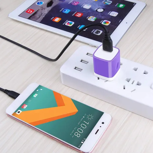 Vista 3 de GiGreen - Enchufe de pared USB, bloque de carga rápida de un solo puerto, paquete de 5 unidades de enchufe de carga USB, adaptador de pared