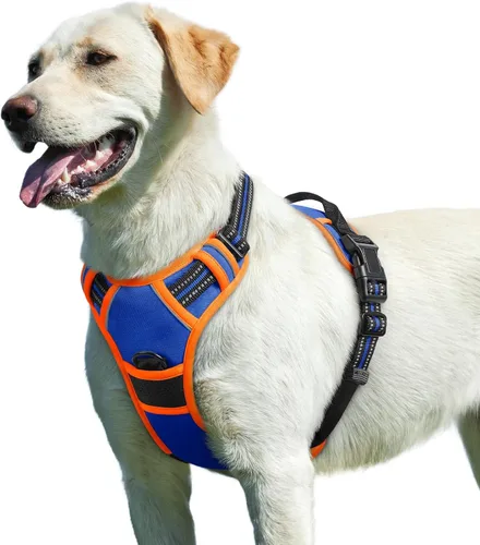 Vista 32 de Eagloo Arnés para perro pequeño, sin tirones, chaleco de servicio con tiras reflectantes y asa de control, ajustable y cómodo para caminar, arnés