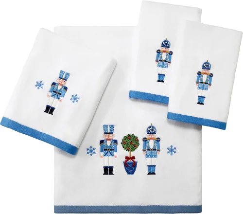 Vista 3 de Avanti Linens - Juego de 2 toallas para los dedos, terciopelo de algodón suave y absorbente, decoraciones navideñas, juego de 2