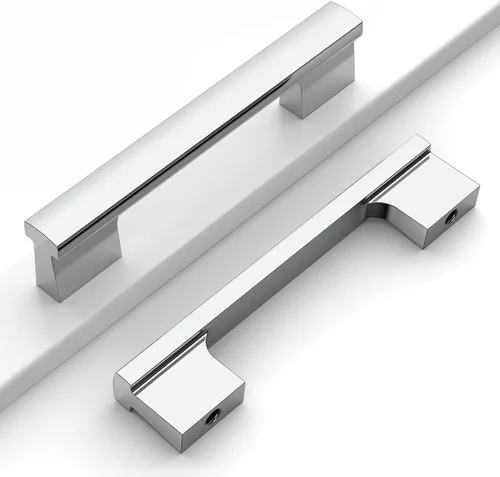 Vista 29 de Paquete de 12 manijas de níquel satinado cepillado de 5 pulgadas (5.039 in) para gabinetes de cocina, tiradores de cajones de cocina, accesorios