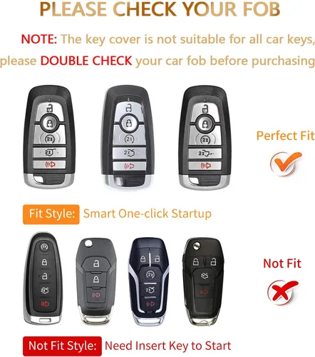 Vista 2 de OFFCURVE Funda para llavero de coche compatible con Ford E-Keychain, Dorado Rosa, Moderno