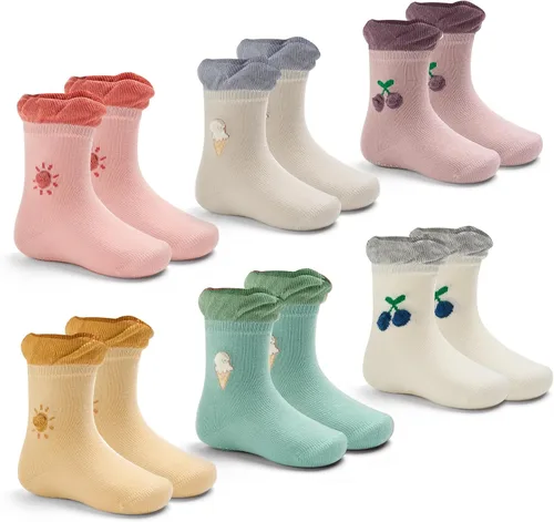 Vista 14 de Calcetines de algodón para bebés y niños pequeños, calcetines antideslizantes para niños, paquete de 6