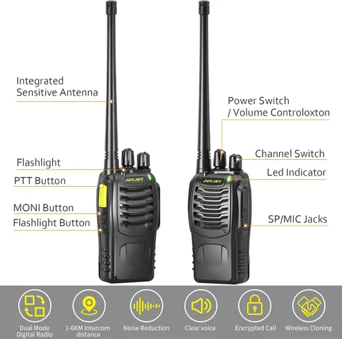 Vista 9 de 888HD Walkie Talkies, radios digitales bidireccionales para 888HD-6 Pack