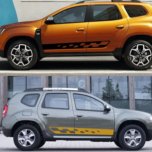 Vista 3 de Calcomanías de falda lateral de automóvil, para Renault Dacia Sandero 2 Stepway RS, accesorios de automóvil, a rayas laterales, calcomanía