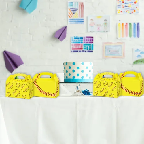 Vista 5 de gisgfim 12 cajas de regalo de fiesta de sóftbol, caja de regalos de caramelo de sóftbol para temática de sóftbol, cumpleaños, baby shower, fiesta