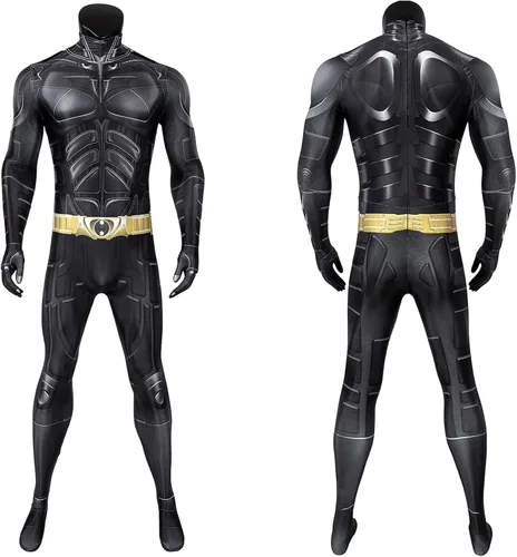 Vista 3 de Vickkt Disfraz de Batman para adultos disfraz de superhéroe de caballero oscuro capa para fiesta de Halloween
