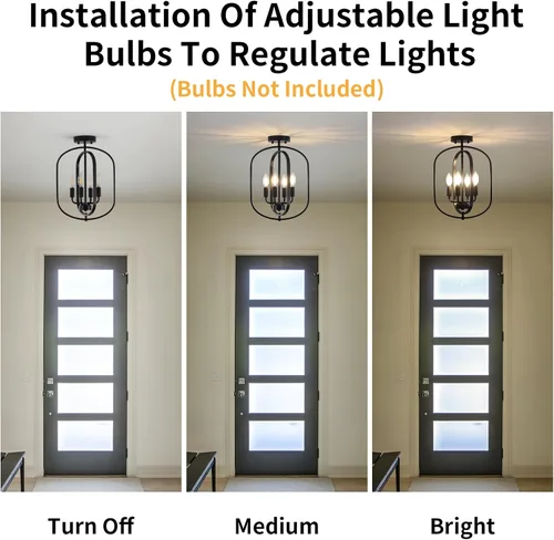 Vista 4 de Lámpara de techo negra de montaje empotrado, 4 luces, luces de techo semiempotradas, accesorios de iluminación de cocina, lámpara industrial moderna