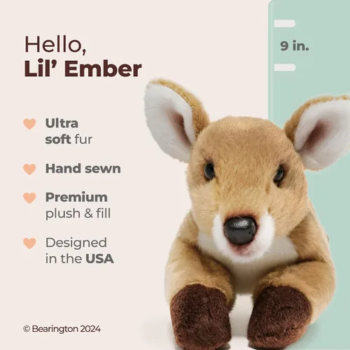 Vista 2 de Bearington Lil' Ember - Peluche de ciervo para bebé, de 9 pulgadas, de piel sintética suave y realista con ojos brillantes, regalo para niños, niños