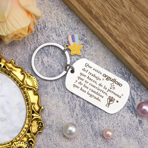 Vista 6 de Llavero inspirador motivaci para amigos españoles, regalos para mujer, regalos para profesores, regalos de enfermera, regalos de compañeros