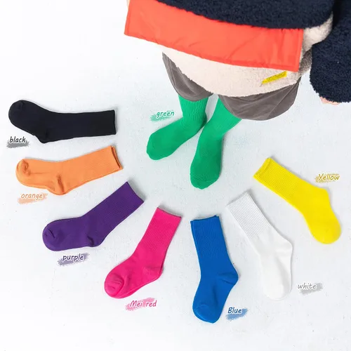 Vista 2 de MINI PANDA Calcetines Crew para niñas, 8 pares de lindos calcetines para niñas
