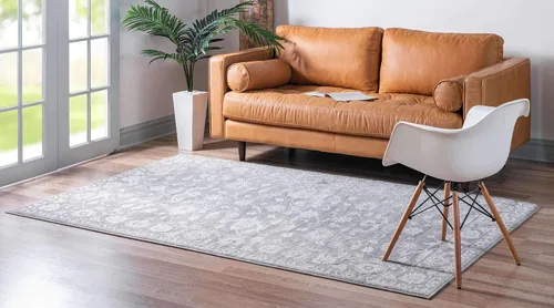 Vista 3 de Unique Loom Boston Collection - Alfombra rectangular de 2 x 3 pies y 1 pulgada, color gris y marfil