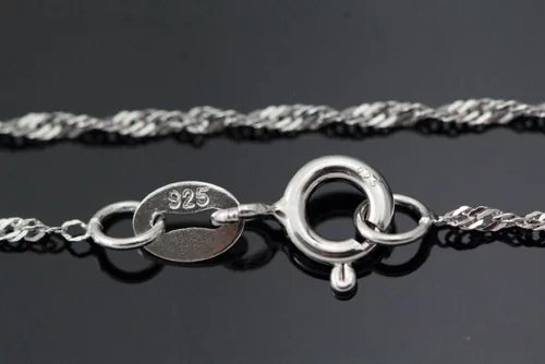 Vista 3 de Adabele Solid 925 Sterling Silver White Gold Diamond Cut Singapore Chain Link Necklace 1.4mm Strong Tarnish Resistant Hypoallergenic Nickel Free