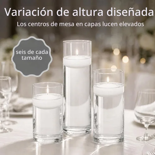 Vista 5 de yummi Juego de 18 velas flotantes y jarrones cilíndricos, color blanco
