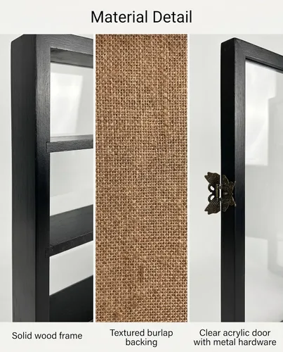Vista 7 de Marco de caja de sombra de 14 x 17 pulgadas con 4 estantes, vitrina de memoria profunda con estantes móviles, se utiliza para recoger medallas