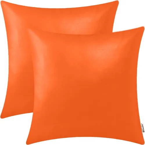 Vista 39 de BRAWARM Fundas de almohada de cuero sintético de 16 x 16 pulgadas - Juego de 2 fundas de almohada de cuero negro, fundas de almohada de cuero teñido