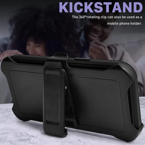 Vista 5 de Funda con clip para cinturón compatible con iPhone 14 (6.1 pulgadas), resistente contra caídas, protección contra golpes, a prueba de polvo