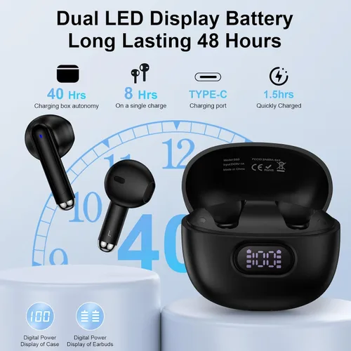 Vista 2 de Auriculares Bluetooth inalámbricos para Samsung Galaxy A17 A16 A36 5G S25 Ultra Z Fold 7 6 Flip 7 FE A26 A56 S24, 48H V5.3 Auriculares Bluetooth