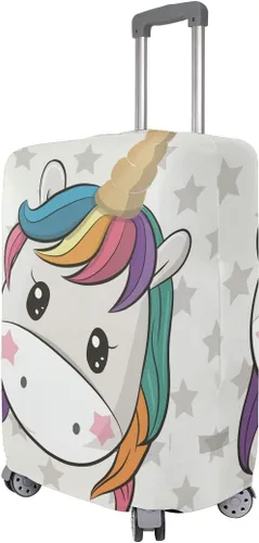 Vista 2 de Funda protectora elástica para equipaje de viaje, diseño de unicornio de dibujos animados, estrellas para equipaje de 18 a 20 pulgadas