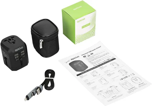 Vista 7 de EPICKA - Adaptador de corriente de viaje USB universal, cargador de pared todo en uno, adaptador de enchufe de corriente alterna para teléfonos