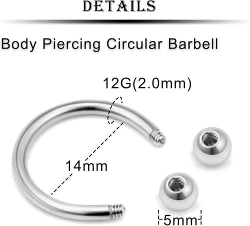 Vista 2 de Kridzisw 24 anillos de acero quirúrgico de 12 G con cuentas cautivas para la nariz tabique ceja labio pezón lengua ombligo joyería para mujeres