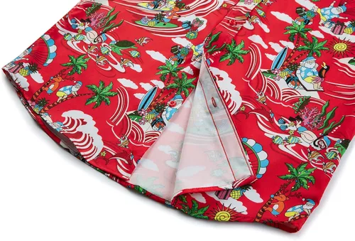 Vista 5 de ENVMENST Camisa de Navidad con botones para hombre, de manga corta, para fiestas de Papá Noel, casual, hawaianas, para fiestas