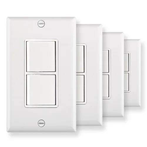 Vista 10 de Wengart Interruptor decorativo de combinación dúplex basculante con placa de pared, interruptor de luz doble de 15 amperios y 120 V, interruptor