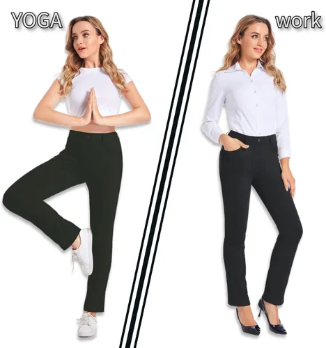 Vista 3 de HARTPOR Women's Yoga Dress Pants Stretchy for Work Office Slacks for Business Casual Pants PetiteRegular with Pockets