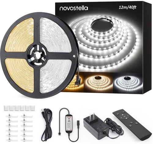 Vista 10 de NOVOSTELLA Tiras de Luces LED Blancas Sintonizables Impermeables de 20 pies, Luz de Cuerda Flexible Regulable 3000K-6500K 12V Luz de Cinta