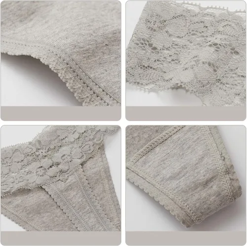 Vista 4 de ANNYISON Tangas para mujer, con espalda en T, cintura baja, transparentes, de algodón, sin costuras, con encaje para mujer