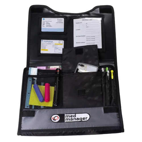 Vista 2 de Med Manager Organizador de suministros de medicamentos con estuche de viaje enfriador de insulina, capacidad para (15) botellas de píldoras, (11)