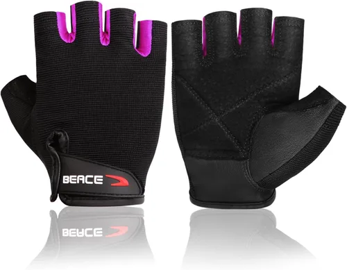 Vista 7 de Guantes de gimnasio BEACE para levantamiento de pesas, con palma de piel antideslizante para entrenamiento, fitness y culturismo para hombres