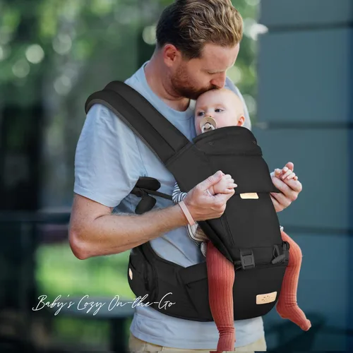 Vista 8 de FRUITEAM Portabebés 6 en 1 con taburete de cintura/asiento de cadera para lactancia materna, talla única - se adapta a recién nacidos, bebés y niños